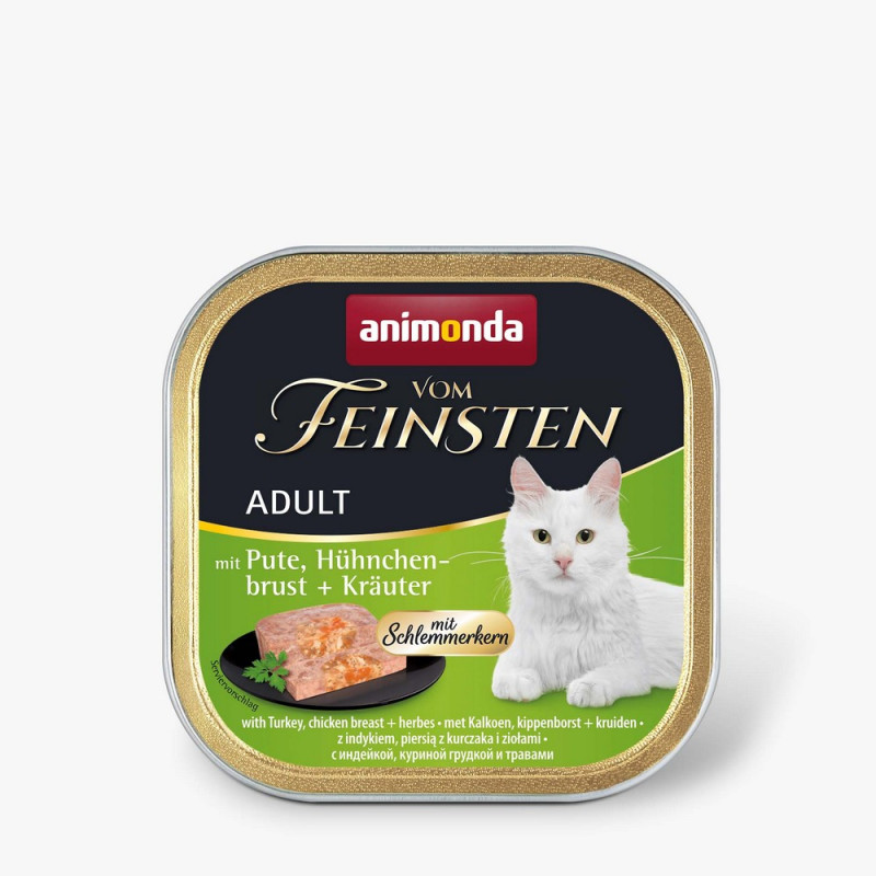 Animonda Vom Feinsten Adult Turkey, Chicken breast and Herbs влажный корм с индейкой, куриной грудкой и травами для котов 100 гр