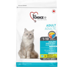 1st Choice Cat Adult Healthy Skin & Coat сухий корм з лососем для вовни та шкіри у котів, 5.44 кг