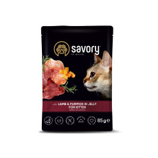 Savory Cat Pouch for Kitten with Lamb and Pumpkin вологий корм з ягнятком в желе для кошенят 85 гр