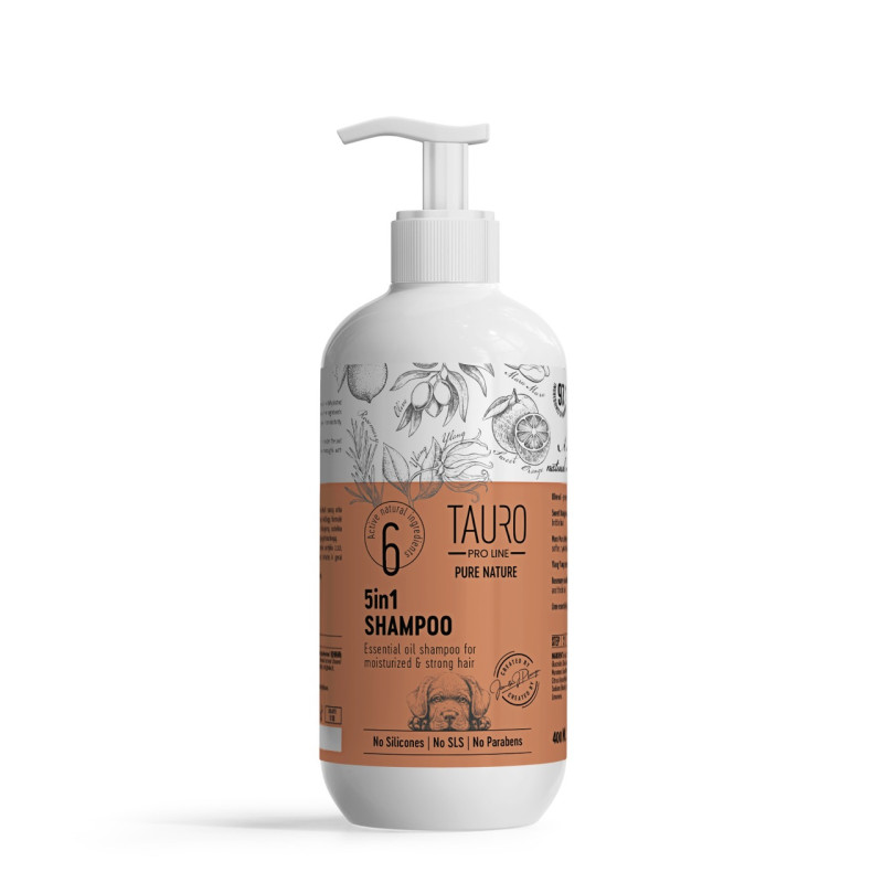 Tauro Pro Line Pure Nature 5 in 1 зволожуючий шампунь для собак та котів, 400 мл