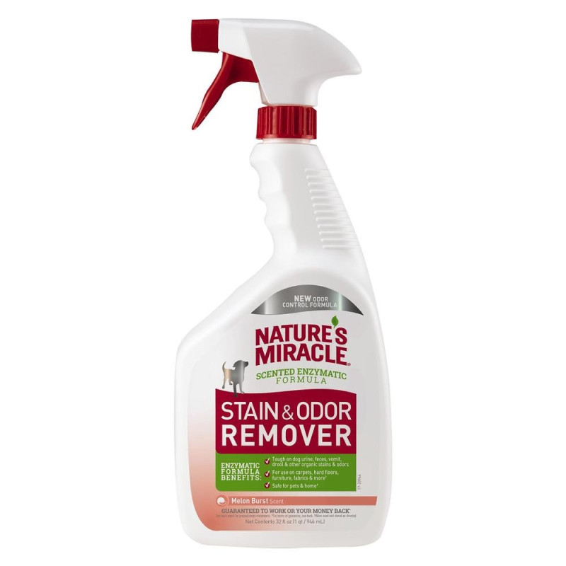 Nature's Miracle Dog Stain & Odor Remover спрей для усунення плям та запахів від собак із запахом дині 946 мл