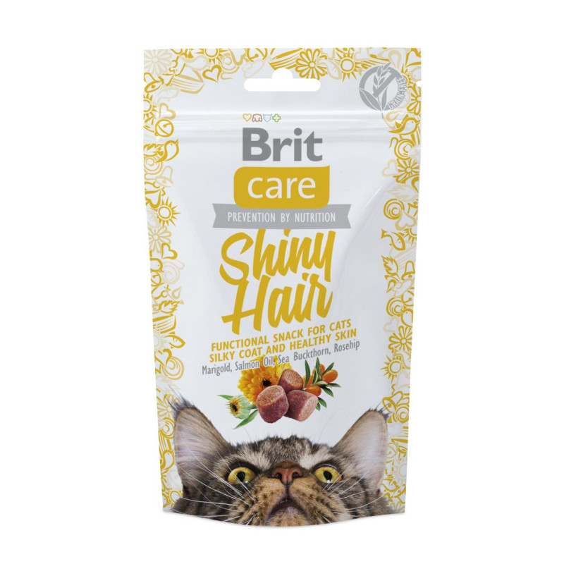 Brit Care Cat Snack Shiny Hair лакомство для кошек для шерсти, 50 гр