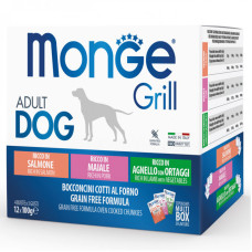 Monge Dog Wet GRILL MIX набір вологого корму з лососем, ягнятком та свининою для дорослих собак 12 шт по 100 гр
