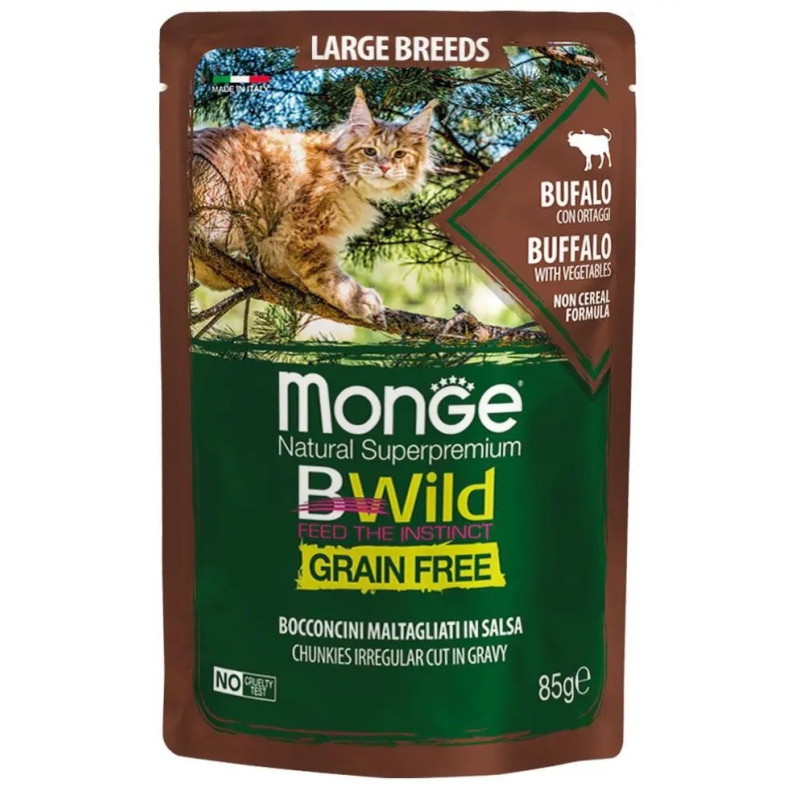 Monge BWild GF Cat Bufalo влажный корм с мясом буйвола для котов крупных пород 85 гр