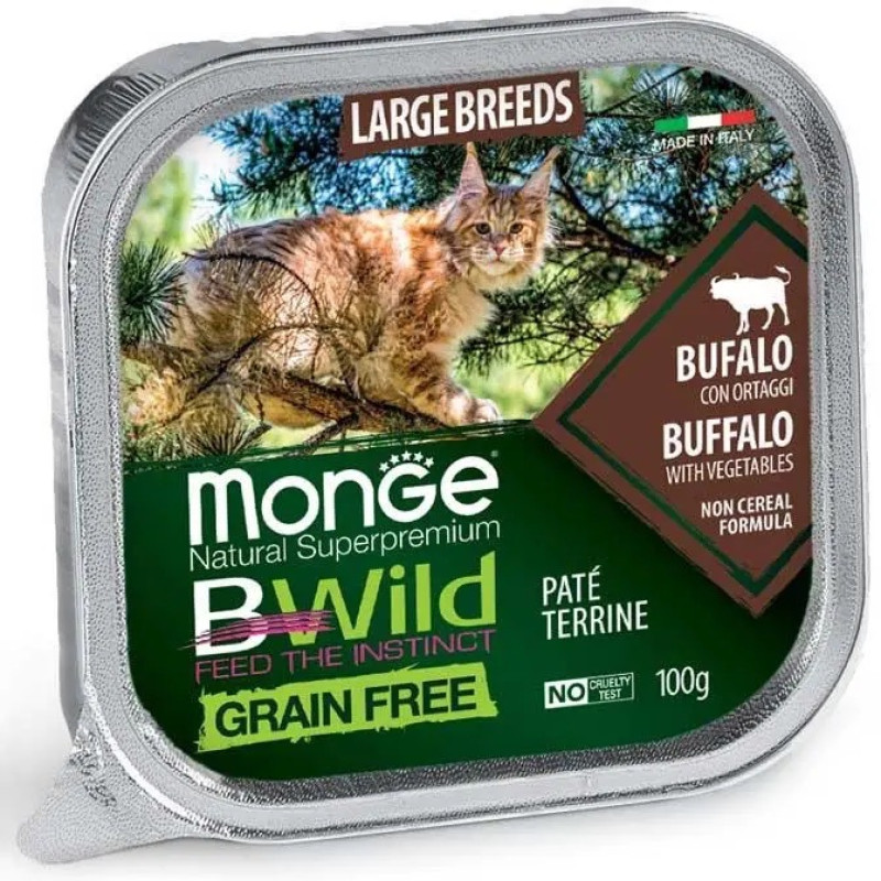 Monge BWild GF Bufalo влажный корм с мясом буйвола для котов крупных пород, 100 гр