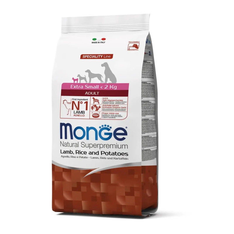 Monge Dog Extrasmall Adult Agnello сухий корм з ягнятком для собак мініатюрних порід, 0.8 кг