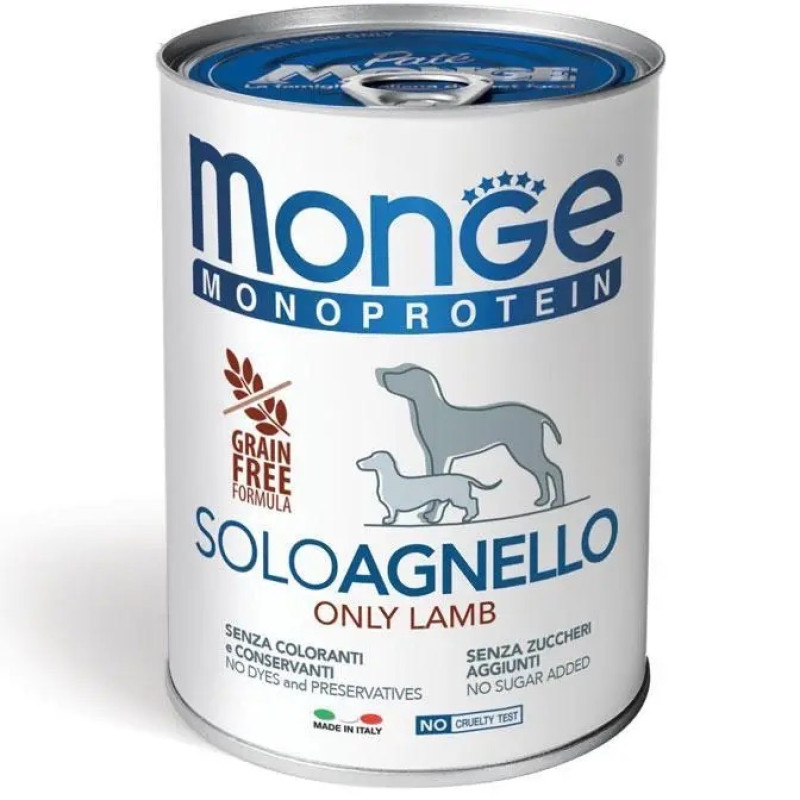 Monge Monoprotein Dog Solo Agnello влажный корм с ягненком для собак, 400 гр