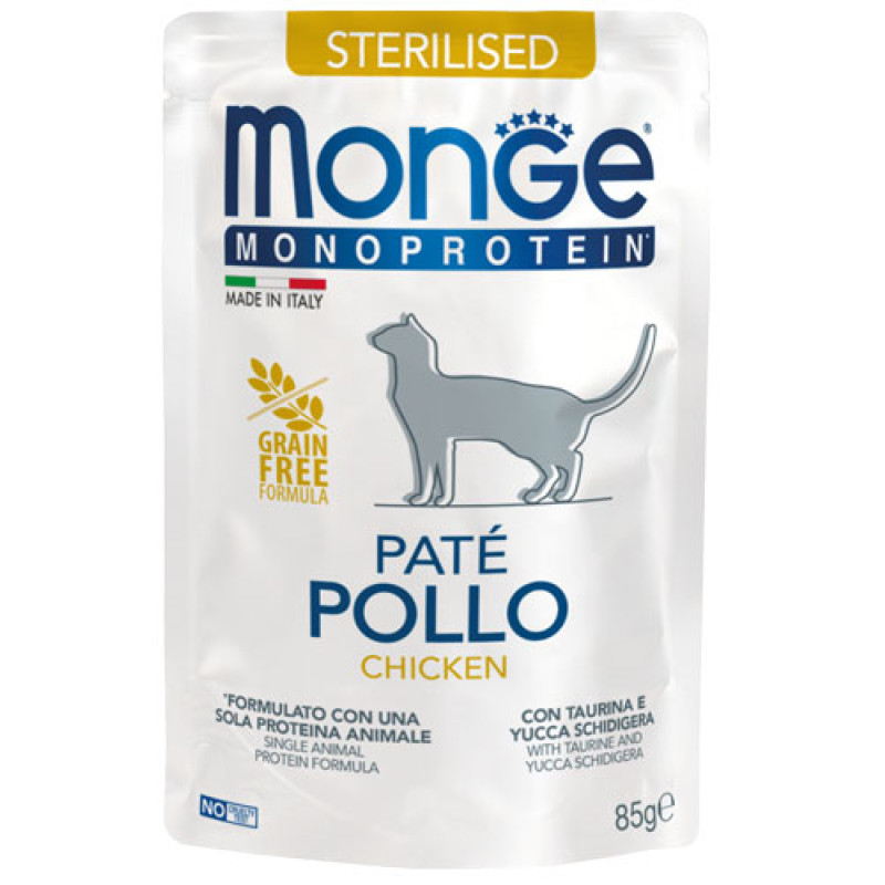 Monge Cat Wet Monoprotein Sterilised Pollo влажный корм с курицей для стерилизованных котов 85 гр