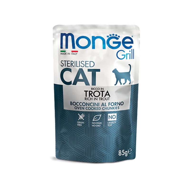 Monge Cat Grill Wet Sterilised Trota влажный корм с форелью для стерилизованных котов 85 гр