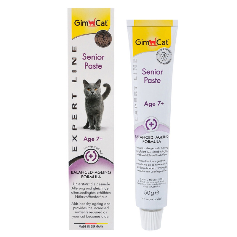 GimCat Senior Paste мультивитаминная паста для укрепления здоровья стареющих кошек, 50 гр