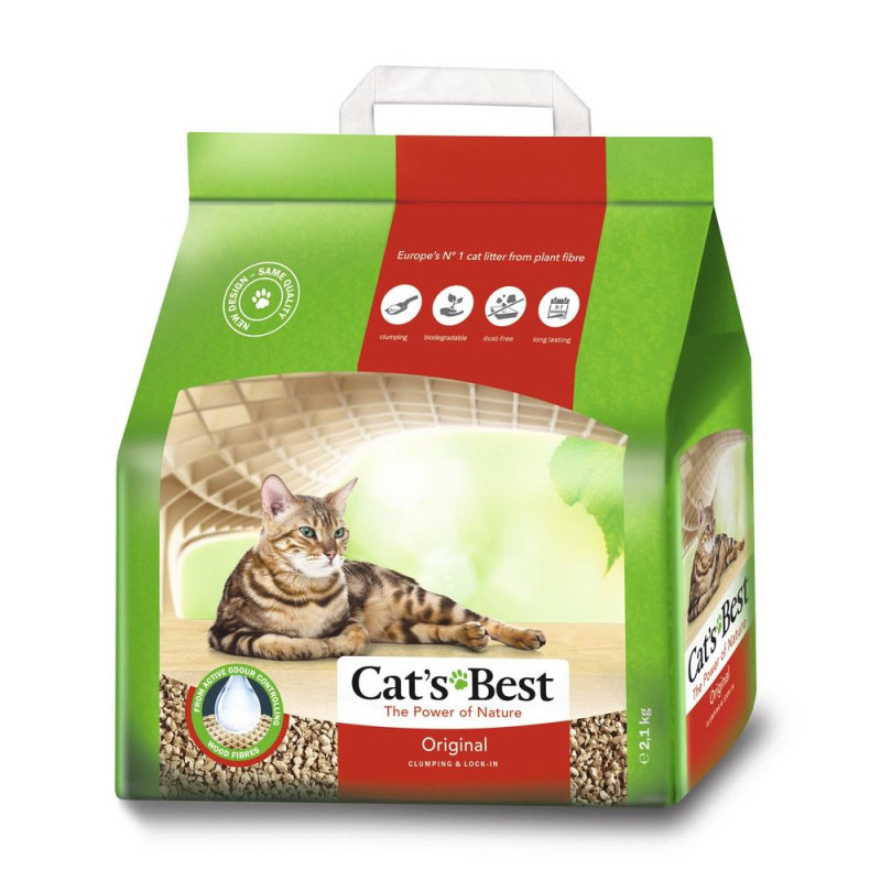 Cat's Best Eko Plus (Original) деревянный наполнитель для кошачьего туалета комкующийся без запаха, 2.1 кг