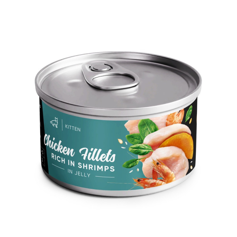 Savory Chicken Fillets Rich In Shrimps In Jelly For Kittens влажный корм с курицей и креветками для котят, 70 гр