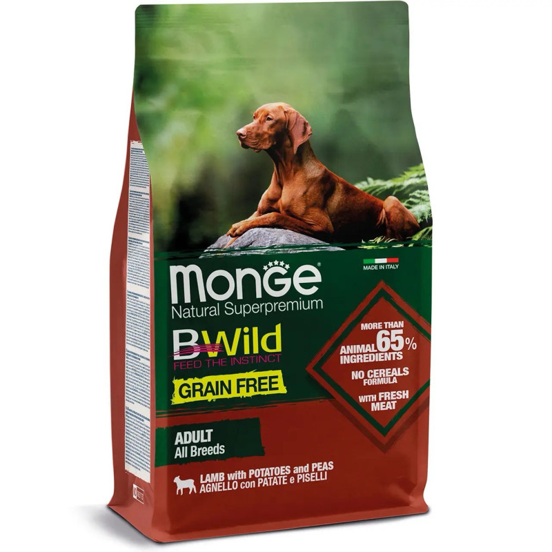 Monge BWild GF All Breeds Agnello сухой корм с ягнятиной для собак, 15 кг
