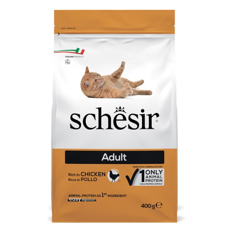Schesir Cat Adult Chicken сухой корм с курицей для котов, 400 гр