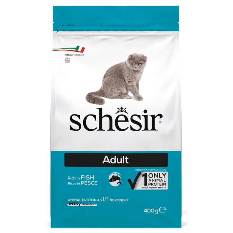 Schesir Cat Adult Fish сухой корм с рыбой для котов, 400 гр