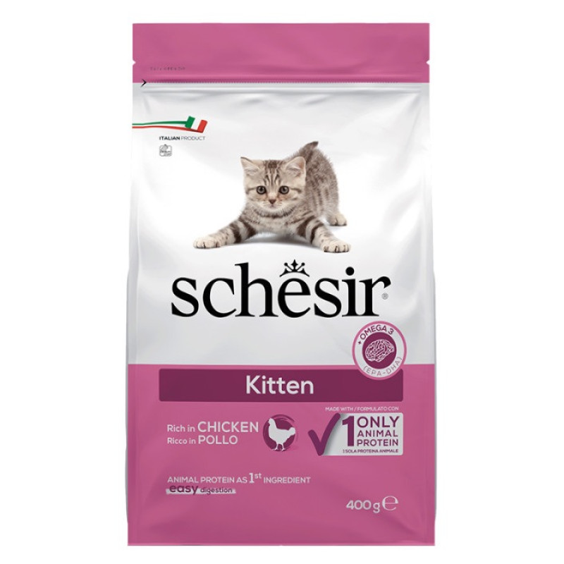 Schesir Kitten сухой корм с курицей для котят, 400 гр
