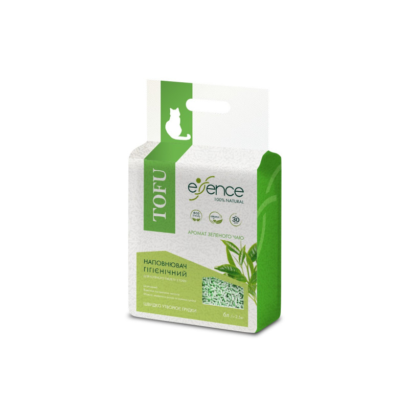 Essence Tofu соевый наполнитель для кошачьего туалета средний с ароматом зеленого чая 6 л
