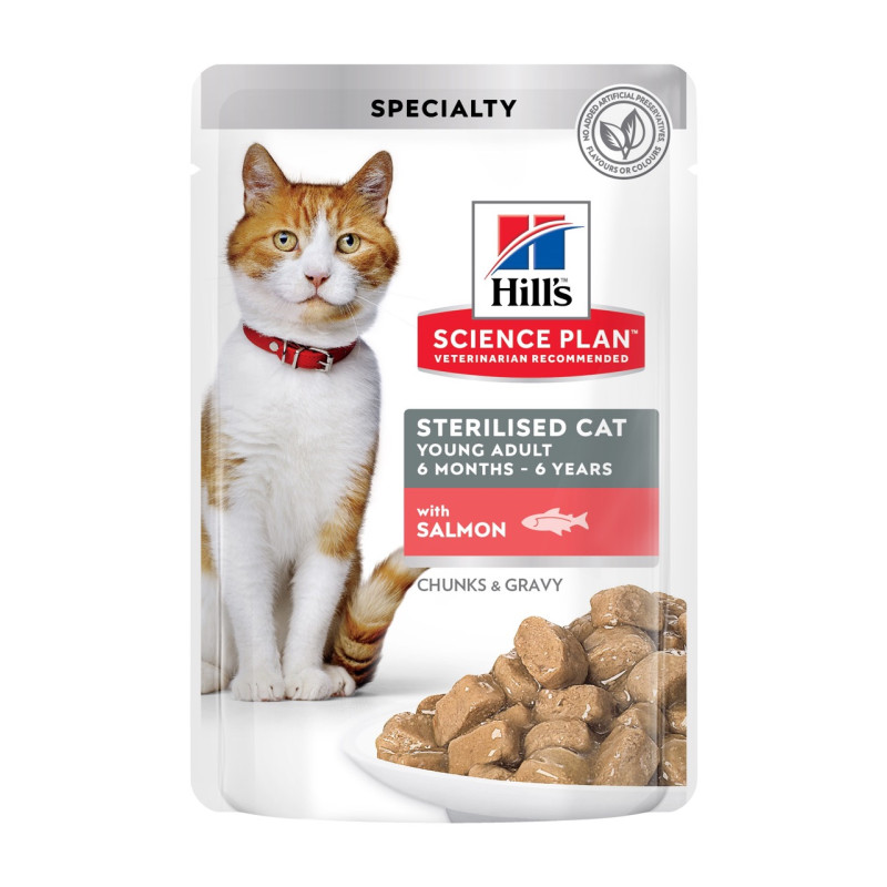 Hill's SP Feline Young Adult Sterilised Salmon влажный корм с лососем для стерилизованных котов 85 гр