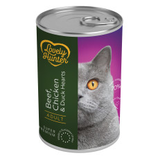 Lovely Hunter Adult with Beef Chicken and Duck hearts влажный корм с говядиной, курицей и утиными сердечками для котов 400 гр
