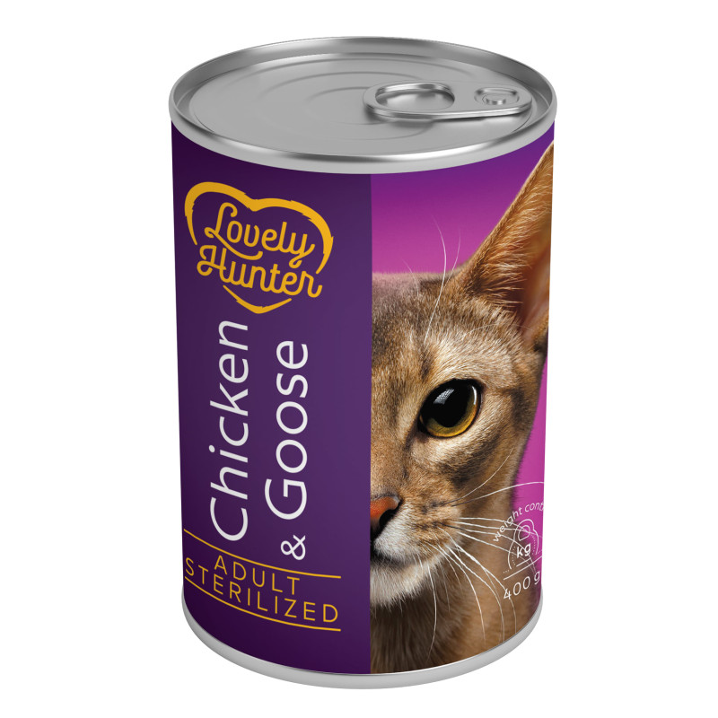 Lovely Hunter Sterilised Chicken and Goose вологий корм з куркою та м'ясом гусака для стерилізованих котів 400 гр