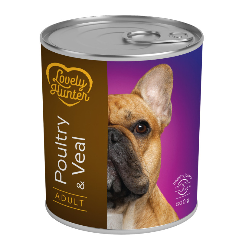 Lovely Hunter Adult Poultry and Veal влажный корм с мясом птицы и телятиной для взрослых собак 800 гр