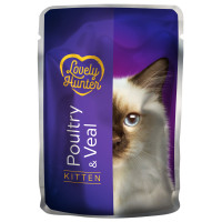 Lovely Hunter Kitten with Poultry and Veal влажный корм с мясом птицы и телятиной для котят 85 гр