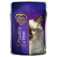 Lovely Hunter Kitten with Poultry and Veal влажный корм с мясом птицы и телятиной для котят 85 гр