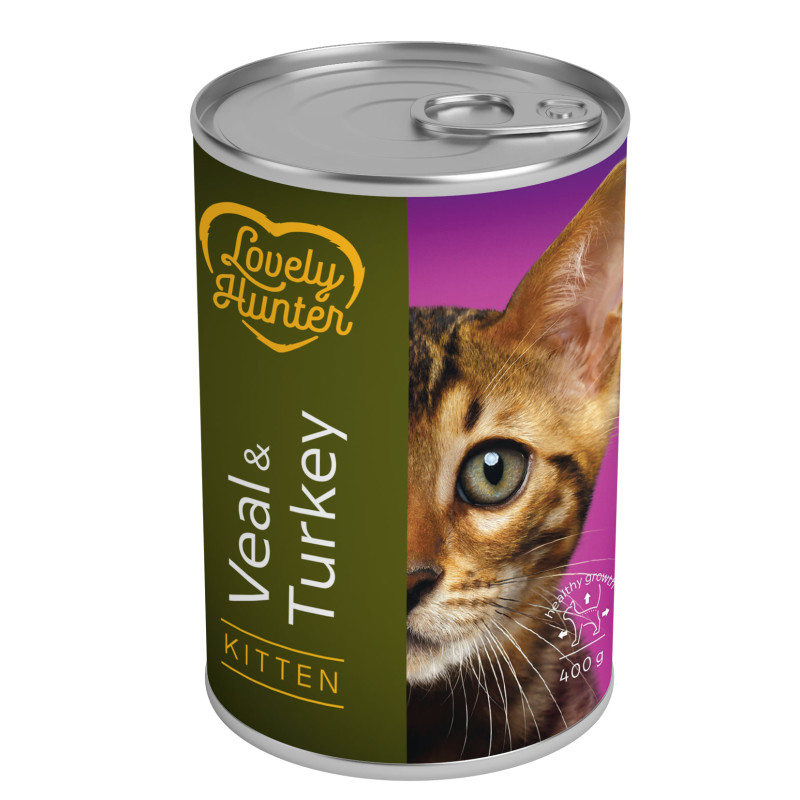Lovely Hunter Kitten Veal and Turkey влажный корм с телятиной и индейкой для котят 400 гр
