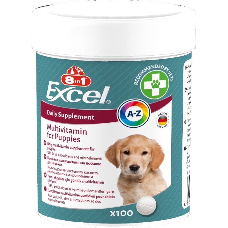 8in1 Excel Multi-Vitamin Puppy витамины для здоровья щенков и юниоров, 100 табл