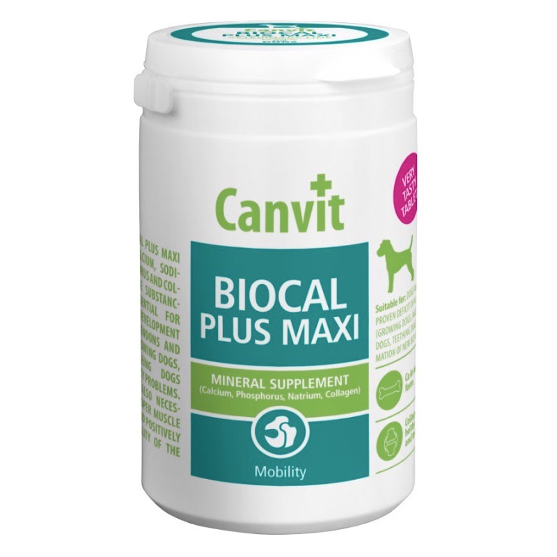 Canvit Biocal Plus Maxi витамины для здоровья суставов, зубов и костей у собак больших пород, 230 гр