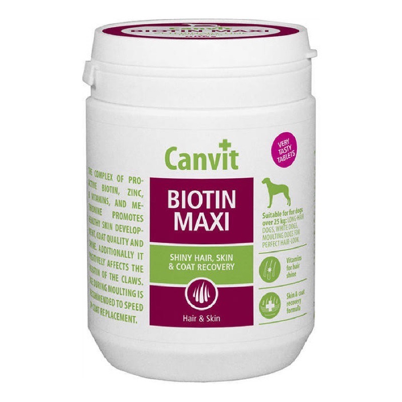 Canvit Biotin Maxi For Dogs витамины для здоровья кожи и шерсти у больших собак, 500 гр