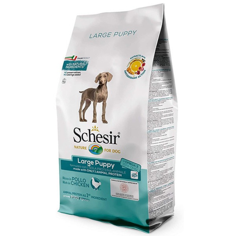 Schesir Dog Large Puppy сухой корм с курицей для щенков крупных пород, 12 кг