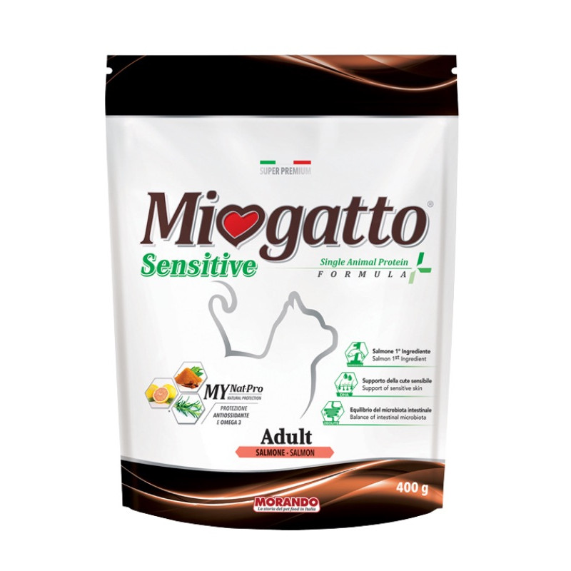 Morando Miogatto Sensitive Salmon Monoprotein сухий корм з лососем для котів 400 гр