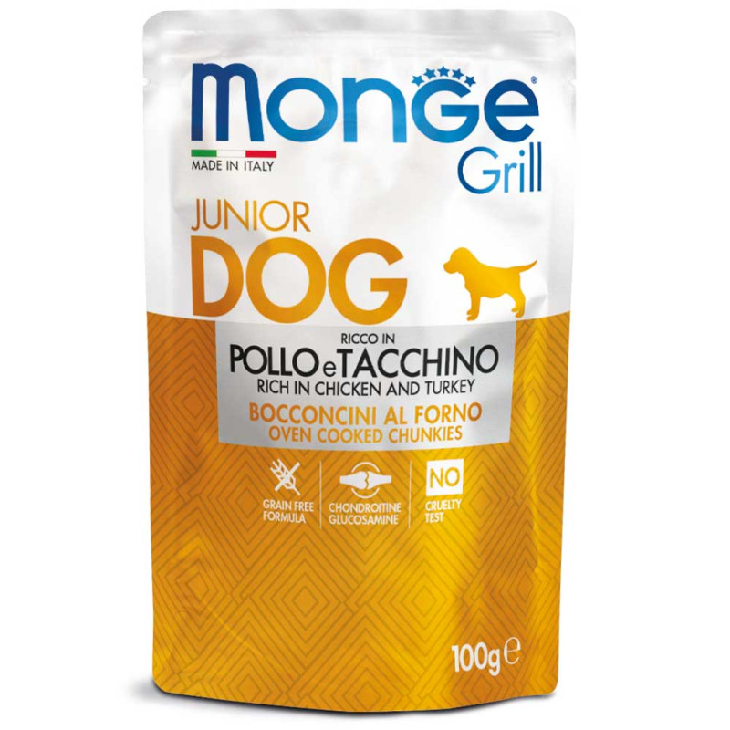 Monge Dog Wet GRILL Puppy & Junior Pollo e Taccino вологий корм з куркою та індичкою для щенят 100 гр