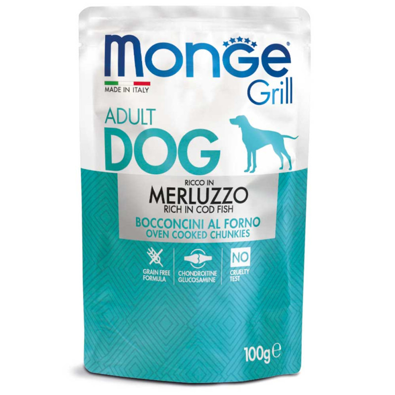 Monge Dog Wet GRILL Merluzzo влажный корм с треской для взрослых собак 100 гр