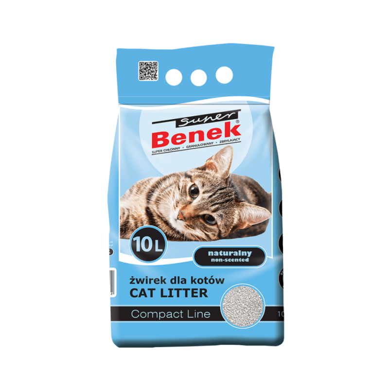 Super Benek Compact Line Natural бентонитовый наполнитель для кошачьего туалета без запаха 10 л