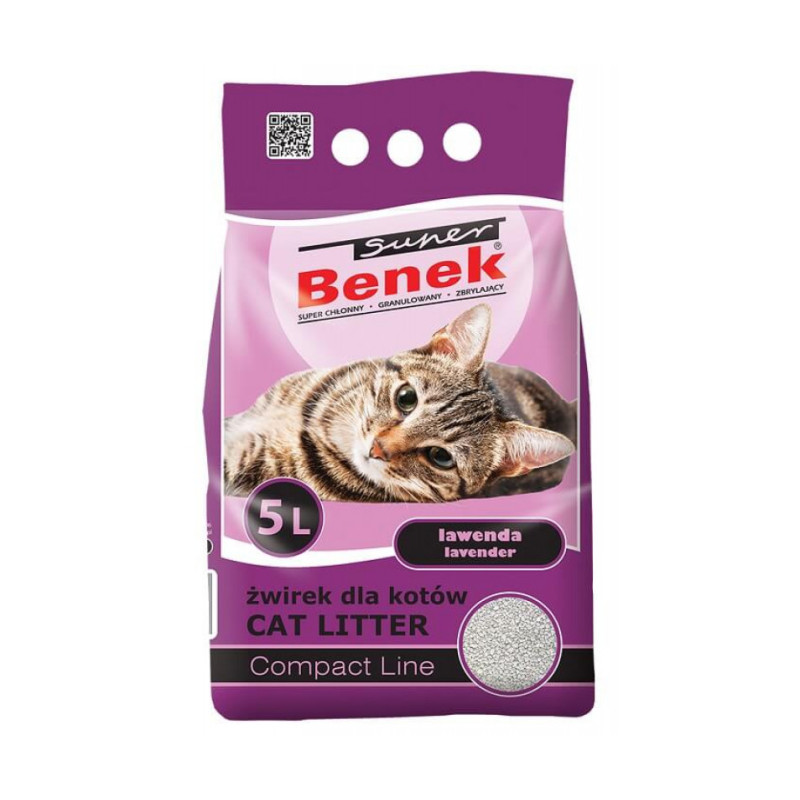 Super Benek Compact Line Lavender бентонітовий наповнювач для котячого туалету з ароматом лаванди 5 л