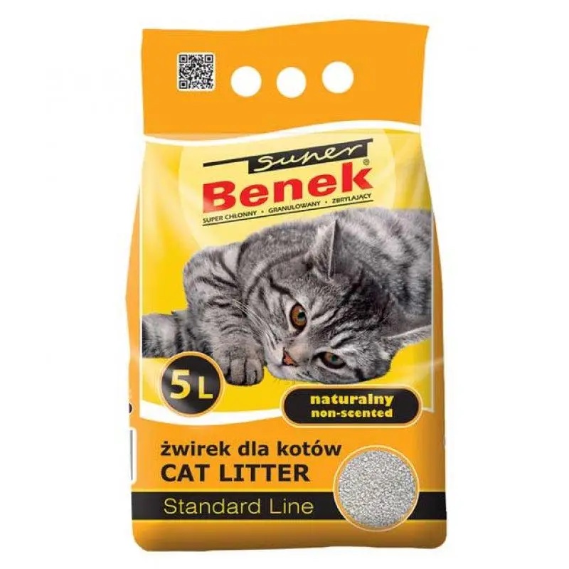 Super Benek Standard Line Natural бентонитовый наполнитель для кошачьего туалета без запаха 5 л