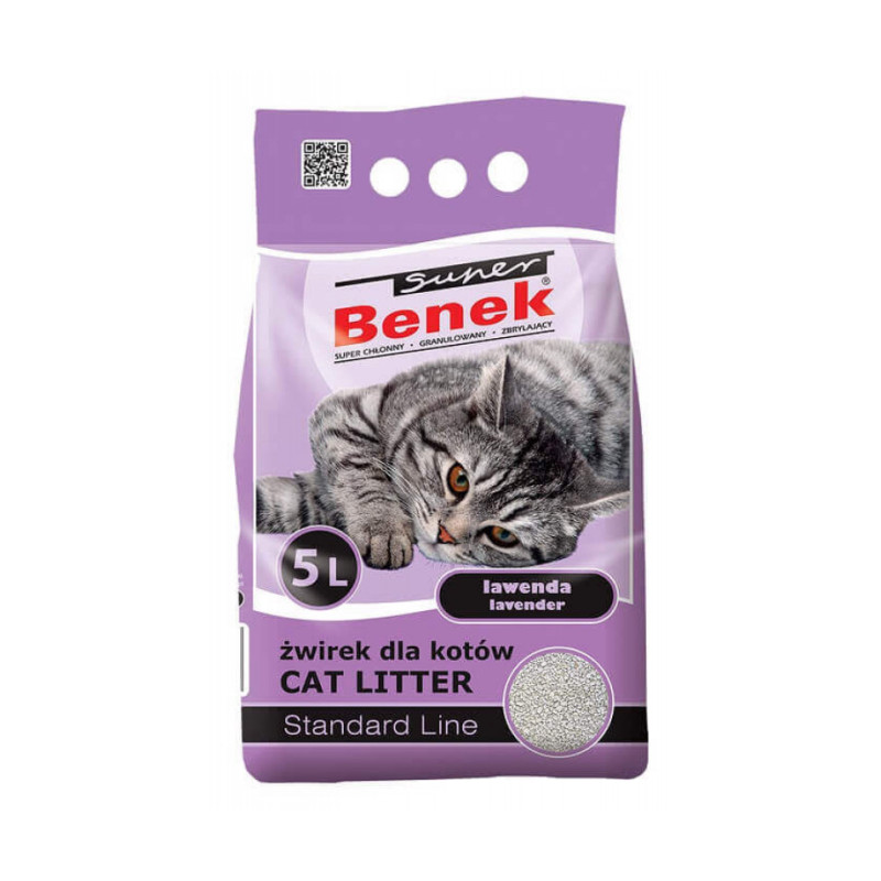 Super Benek Standard Line Lavender бентонитовый наполнитель для кошачьего туалета с ароматом лаванды 5 л