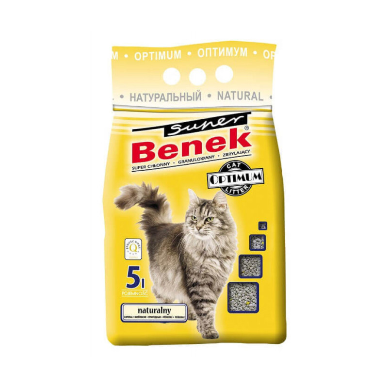 Super Benek Optimum Line Natural бентонітовий наповнювач для котячого туалету без запаху 5 л
