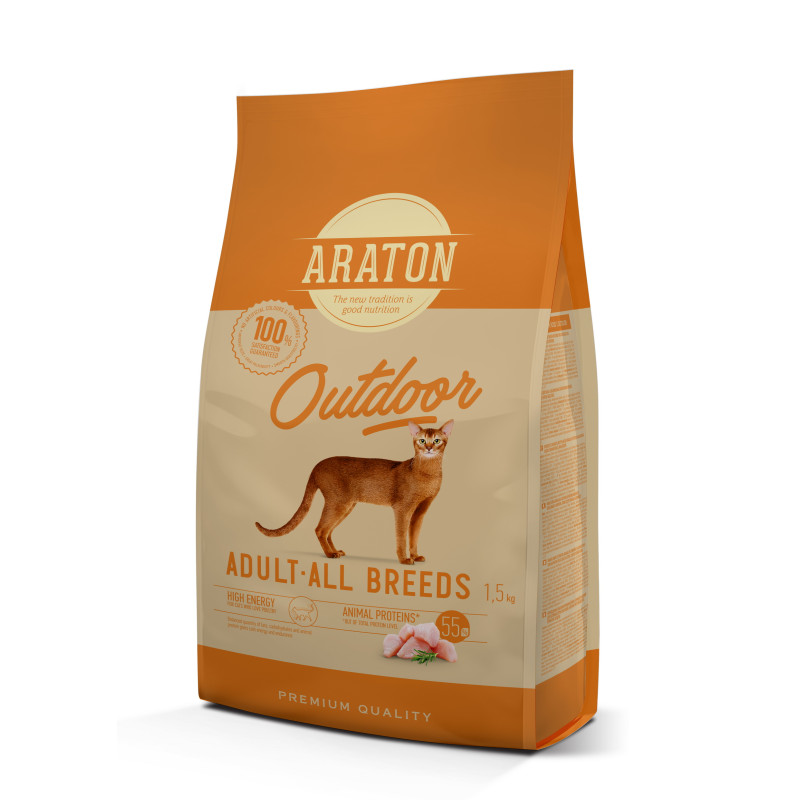 Araton Outdoor Adult All Breeds сухой корм с курицей и индейкой для котов 1.5 кг