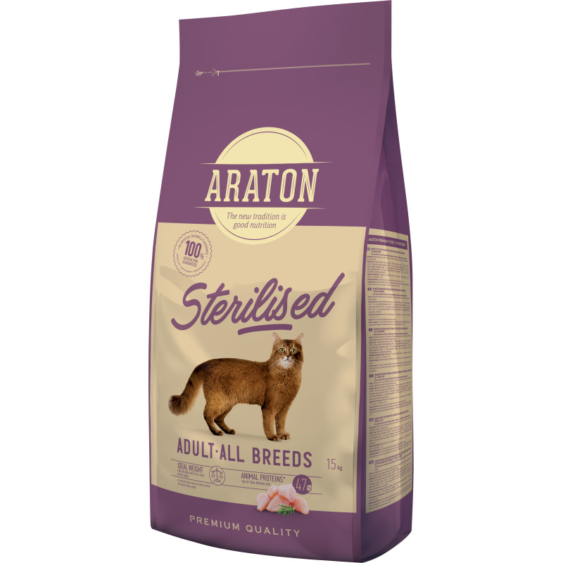 Araton Sterilised Adult All Breeds сухий корм для стерилізованих котів 15 кг