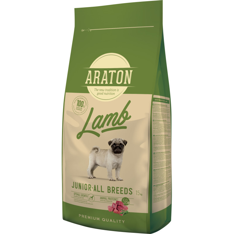 Araton Lamb Junior All Breeds сухой корм для молодых собак с ягненком и рисом 15 кг