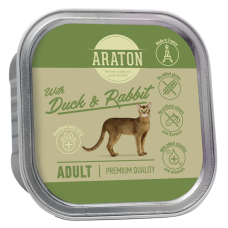 ARATON Adult cat with with duck and rabbit влажный корм для котов с уткой и кроликом 85 гр