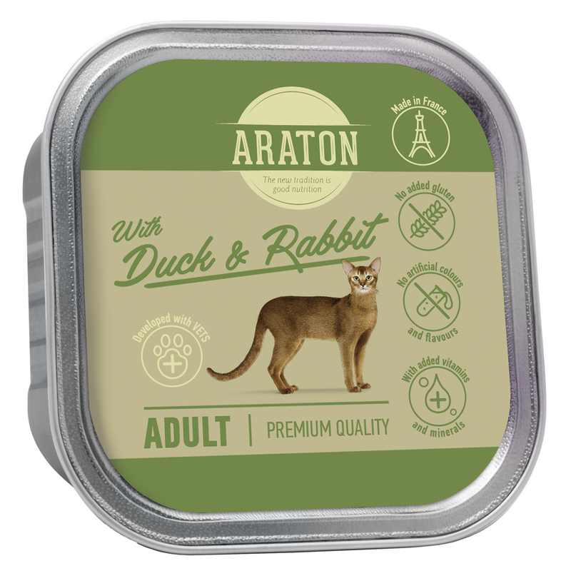 ARATON Adult cat with with duck and rabbit вологий корм для котів з качкою і кроликом 85 гр