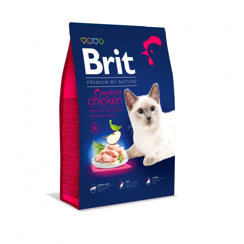 Brit Premium Cat Sterilised сухий корм з куркою для стерилізованих котів, 8 кг
