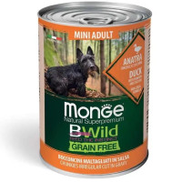 Monge BWild GF Mini Adult Anatra влажный корм с уткой для собак мелких пород, 400 гр