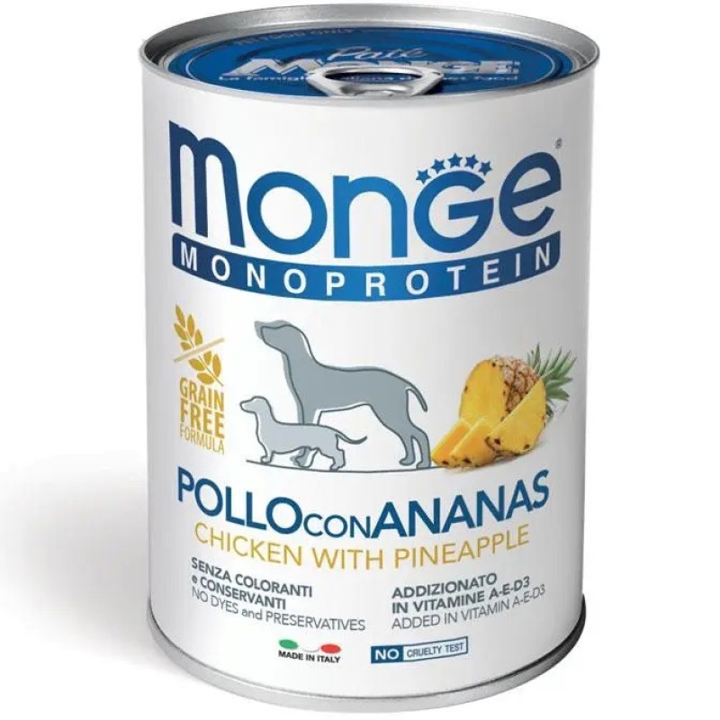Monge Dog Wet Fruit Monoprotein Pollo влажный корм с курицей для собак, 400 гр
