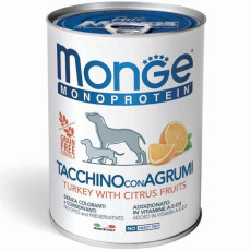 Monge Dog Wet Fruit Monoprotein Tacchino con Agrumi вологий корм монопротеїновий з індичкою та цитрусами для собак усіх порід 400 гр