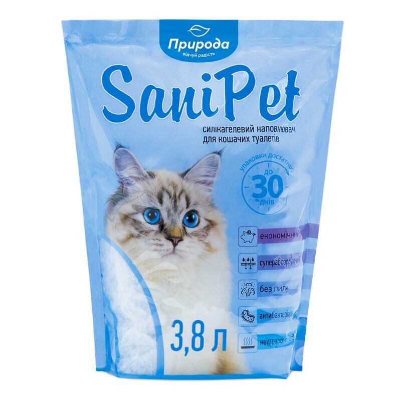Природа Sani Pet силикалевый наполнитель для кошачьего туалета без запаха 3.8 л